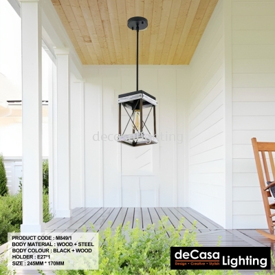 RUSTIC WOOD PENDANT LIGHT (M849)