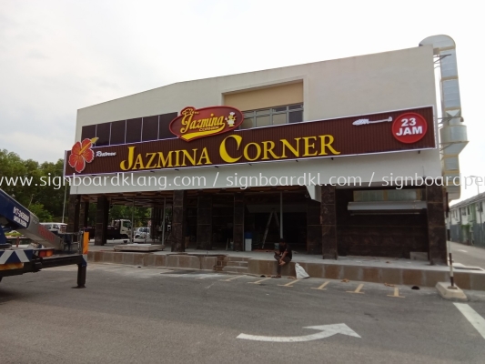 Restoran Jazmina Aluminium Trim Base With 3D LED Frontlit Lettering Signboard At Puchong