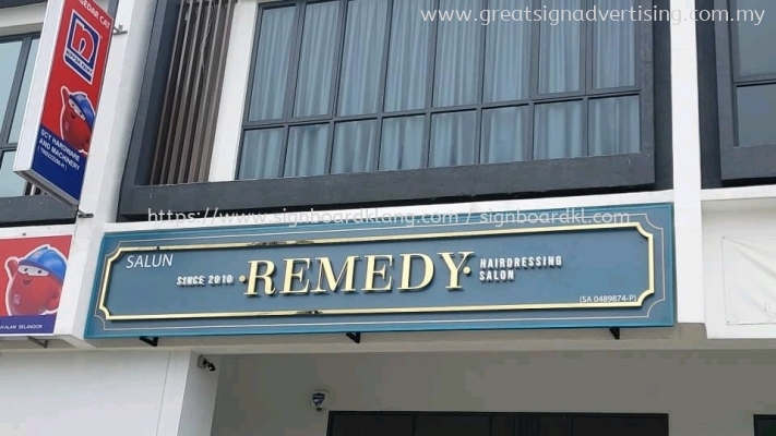 remedy stainless steel gold mirror box up led backlit lettering signage signboard at shah alam