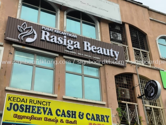 Rasiga Beauty Aluminium Trim Base With 3D LED Frontlit Lettering Signboard At Puchong 