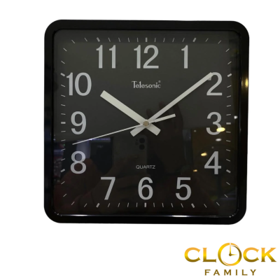 Telesonic Quartz Movement Black Plastic Case Wall CLOCK Q1696