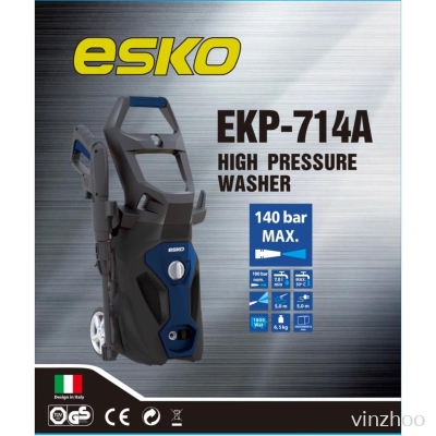 ESKO High Pressure Cleaner Washer EKP-714A-140 Bar 1800W Water Jet Italy Design