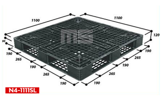 280002 - Plastic Pallet (N4-1111SL) 110Lx110Dx12Hcm