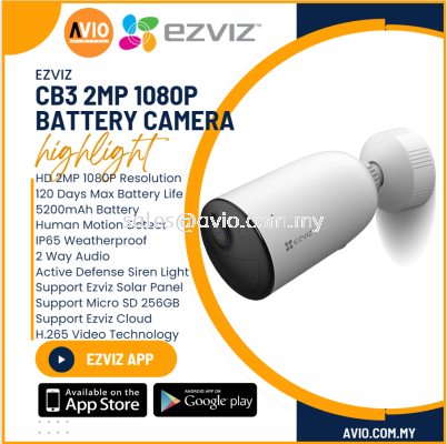 Ezviz 2MP 2 Megapixel Wi-Fi Wifi Wireless IP65 IP Network CCTV Battery Camera Night Vision Motion 2 Way Talk MicroSD CB3