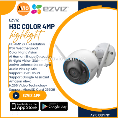 Ezviz 4MP 4 Megapixel Wi-Fi Wifi Wireless IP65 CCTV Camera Night Vision Smart Tracking Microphone Micro SD H3c color 4MP