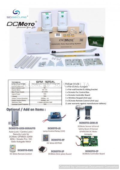 DC MOTO SWING ARM AUTOGATE MOTOR