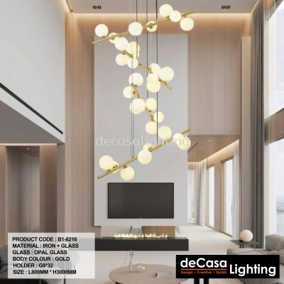 HIGH CEILING GLASSBALL PENDANT LIGHT (B1-8216)