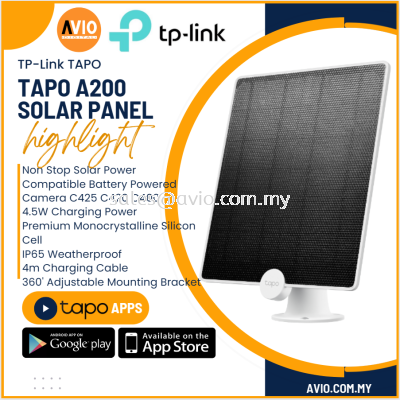 TP-Link Tplink IP65 Tapo Solar Panel 5.2V 4.5W Suit Battery Powered CCTV Camera C425 C420 C400 4m Cable Tapo A200