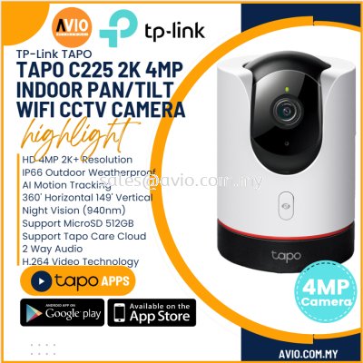 TP-LINK Tplink 4MP 4 Megapixel Starlight Wi-Fi Wifi PTZ Pan Tilt CCTV Security Camera 2 Way Audio MicroSD Slot Tapo C225