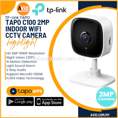 TP-LINK Tplink Wifi Wireless 2MP Night Vision Ip Network Indoor CCTV Camera Mic Speaker Micro SD Slot 128 Max Tapo C100