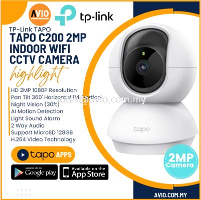 TP-LINK Tplink Wifi Wireless 2MP Motorized PTZ Night Vision IP Network CCTV Camera Mic Speaker Micro SD Slot Tapo C200