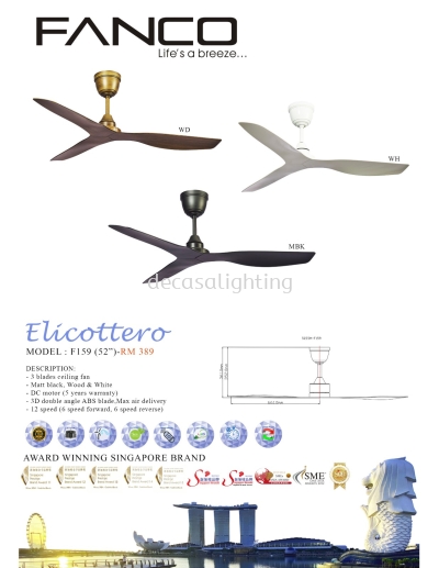 FANCO CEILING FAN / KIPAS SILING FANCO - ELICOTTERO (F159)