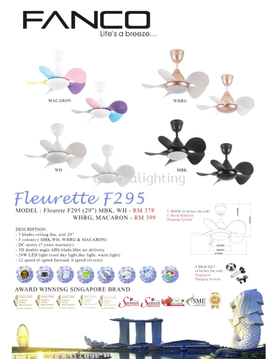 FANCO CEILING FAN / KIPAS SILING FANCO - FLEURETTE (F295)