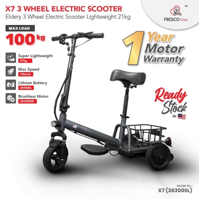 X7 3 Wheel Electric Scooter Elderly Lightweight 21kg