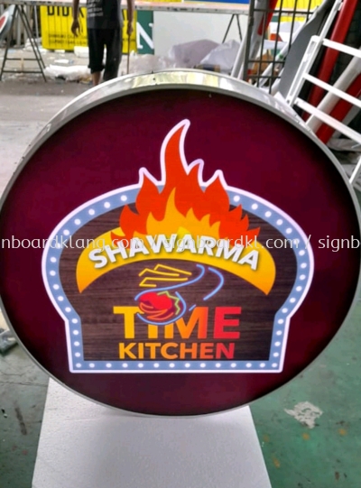 Shawarma Time Kitchen Double Side Round Shape Lightbox Signage At Kuala Lumpur 