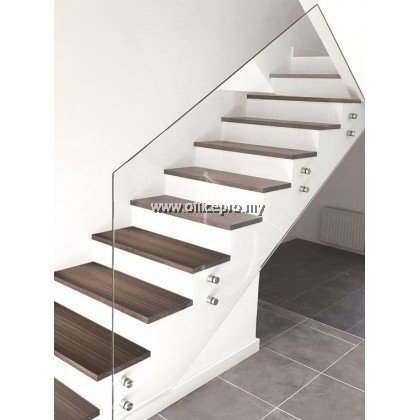 IPGRSN-12 12MM Tempered Glass Railing- Staircase (Frameless C/W Nut Style) | Glass Contractor Bukit 