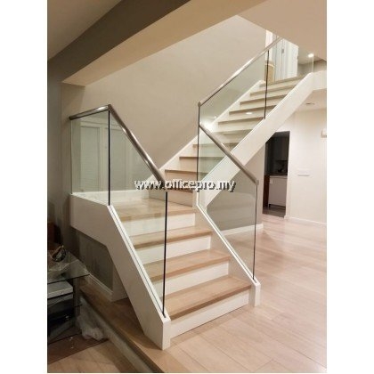 IPGRSS-12 12mm Tempered Glass Railing-Staircase (With Stainless Steel Handle) | Glass Contractor Bukit Raja