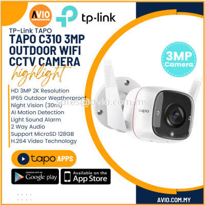 TP-LINK Tplink Wifi Wireless 3MP Night Vision IP66 Outdoor IP Network CCTV Camera Mic Speaker Micro SD Slot Tapo C310