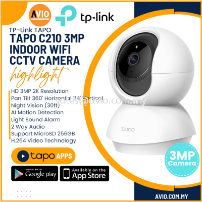 TP-LINK Tplink Wifi Wireless 3MP Motorized PTZ Night Vision IP Network CCTV Camera Mic Speaker Micro SD Slot Tapo C210