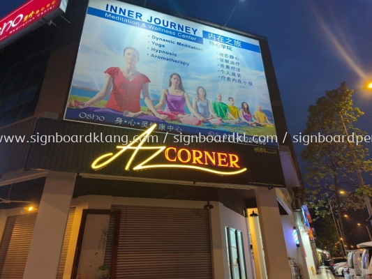 Az Corner Aluminium Trim Base With 3D Box Up LED Frontlit Lettering Signboard At Kuala Lumpur 