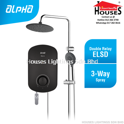 ALPHA - EVO E Rain Shower Instant Water Heater (Non Pump) - Matt Black