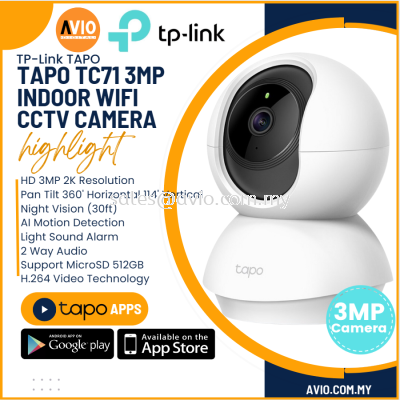 TP-LINK Tplink Wifi Wireless 3MP Motorized PTZ Night Vision IP Network CCTV Camera Mic Speaker Micro SD Slot Tapo TC71