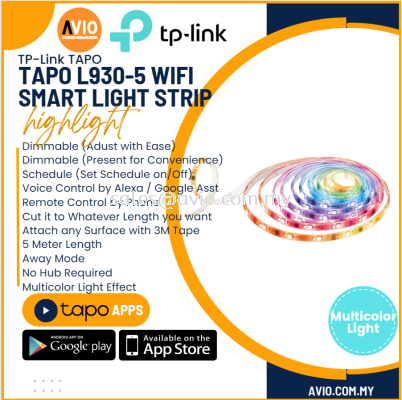 TP-LINK Tplink Wifi Connection Smart Light Strip Multicolor 5 Meter RGBW+IC LED App Control Light Effect Tapo L930-5