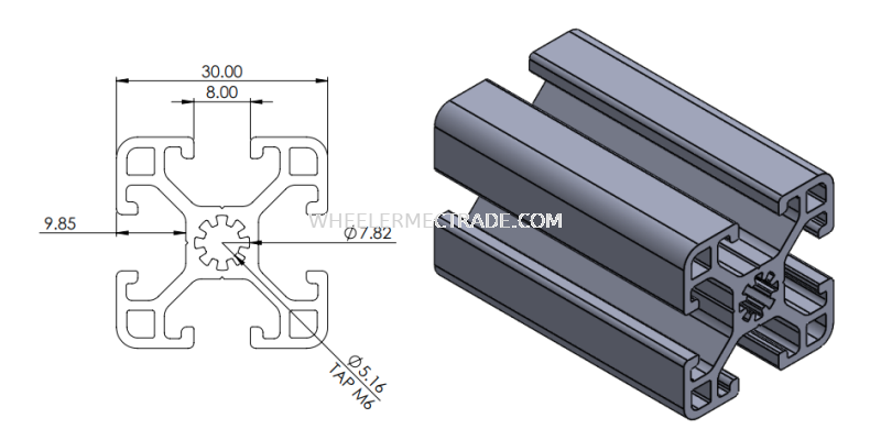 Aluminium Profile 30 x 30 (P8 Series) NEW