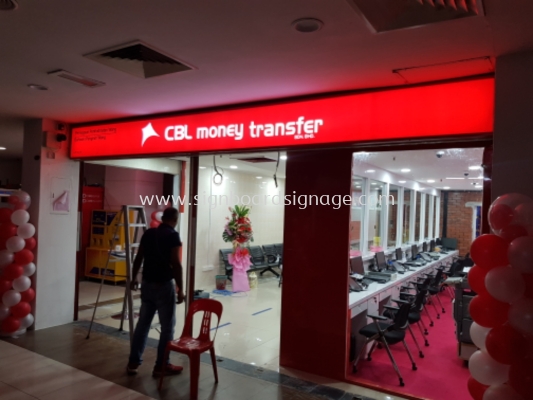 Signage# Indoor Signage # slim Light box # Shopping mall signage # CBL money transfer signboard # Signboard corridor