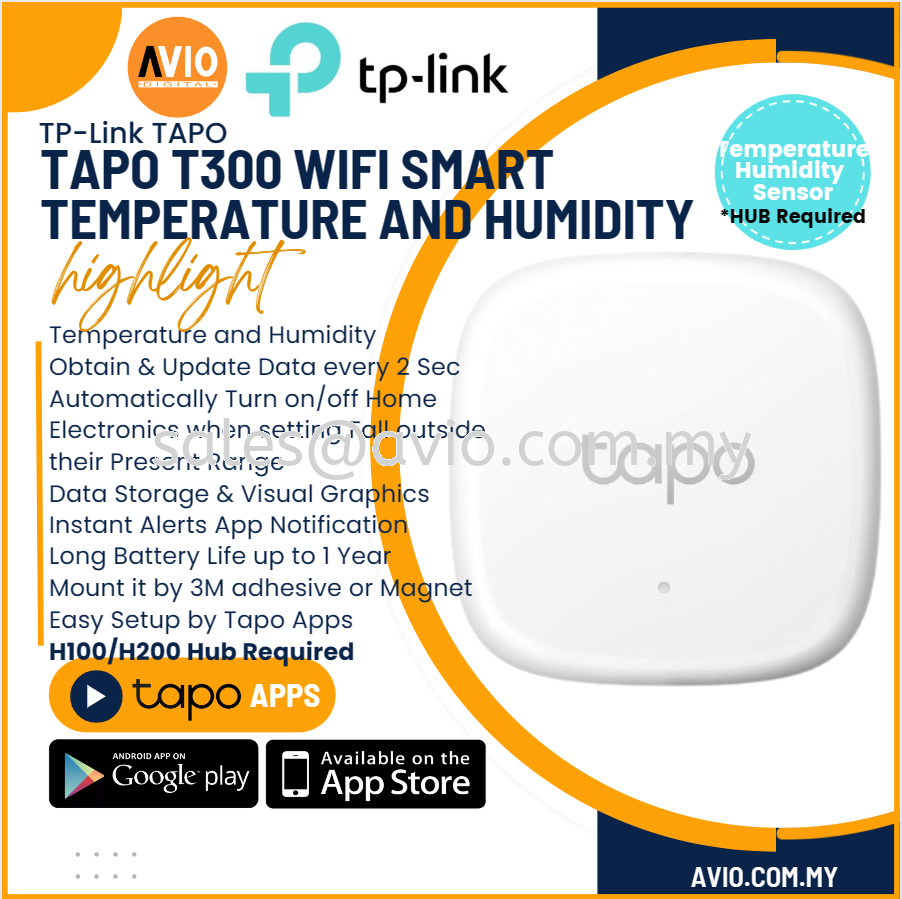 TP-LINK TAPO T310-Smart temperature and humidity Sensor, Fast & accurate,  White