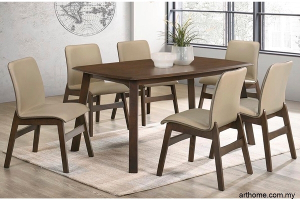 BEVIS WOODEN DINING SET 1+6 (9319 + J4016)