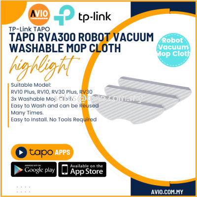 TP-LINK Tapo Robot Vacuum Washable Mop Cloth x3 units for RV10 RV30 Plus Wash and Reusable No Tools Required Tapo RVA300