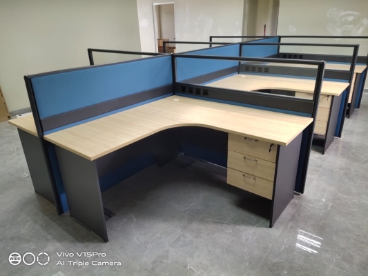 L shape office workstation for 6 pax