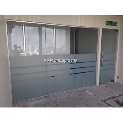 12mm Glass Partition | Swing Door c/w Frosted Film | Glass Contractor Klang