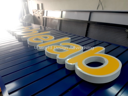 Aluminium Ceiling Panel Base Trim With 3D Box Up LED Frontlit Lettering Logo Signboard Papan Tanda | Shop Lot Franchise Kedai | Manufacturer Supplier Installer Installation Service | Malaysia