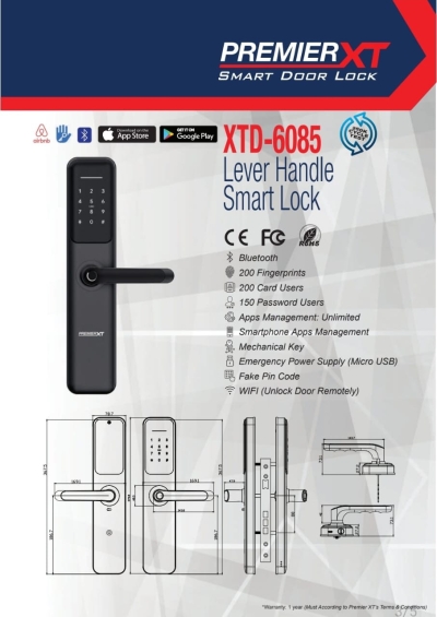 PREMIER XT XTD-6085 Smart Lock 