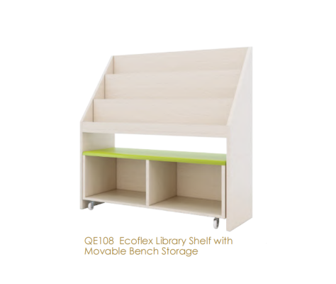 QE108 Ecoflex Library Shelf With Movable Bench Storage