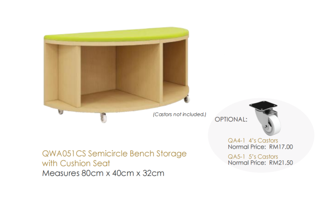 QWA051CS Semicircle Bench Storage with Cushion Seat