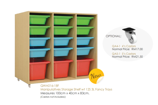 QWA016-18F Manipulatives Storage Wt 12S 3L Fancy Trays