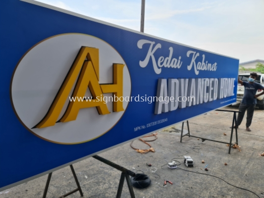 3D Aluminum Box Up LED Frontlit Lettering & Logo Signage # Signboard Kedai Aluminum Advanced Home # Signboard Kedai Kabinet