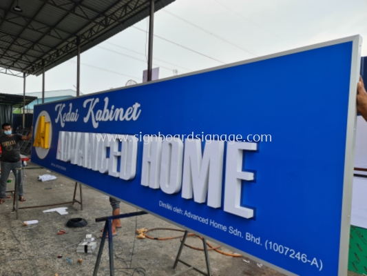 3D Aluminum Box Up LED Frontlit Lettering & Logo Signage # Signboard Kedai Aluminum Advanced Home # Signboard Kedai Kabinet