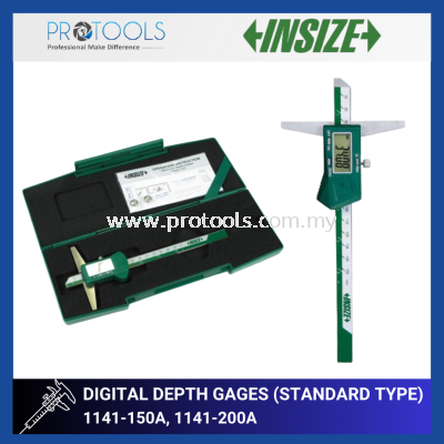 INSIZE DIGITAL DEPTH GAGES (STANDARD TYPE) 1141-150A(0-150mm/0-6"), 1141-200A(0-200mm/0-8")