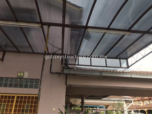 Progress done:To dismantle old panel,supply and install new polycarbonate hollow panel awning - Klang