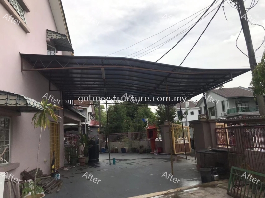 Progress done:To dismantle old panel,supply and install new polycarbonate hollow panel awning - Klang