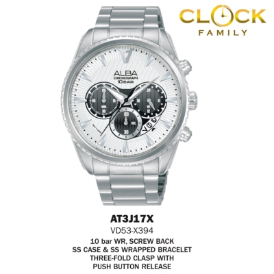 Alba Chronograph Silver Stainless Steel Band Men Watch AT3J17X