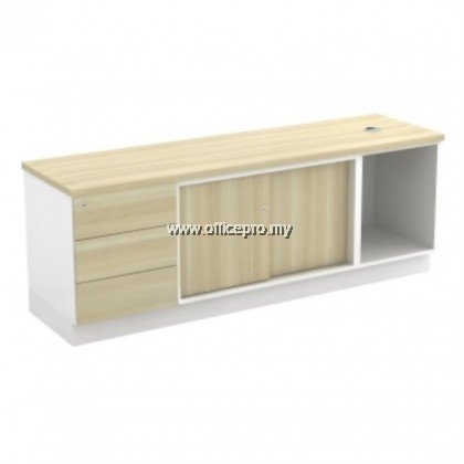 IPB-YOS1636 Open Shelf + Sliding Door Low Cabinet + Fixed Peestal 3 Drawer Klang