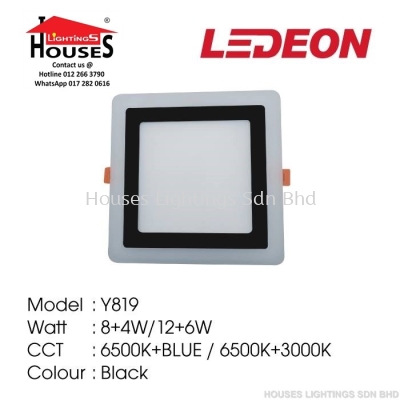 Ledeon Y819 12W 18W BK-SQ LED DL+BL DL+WW