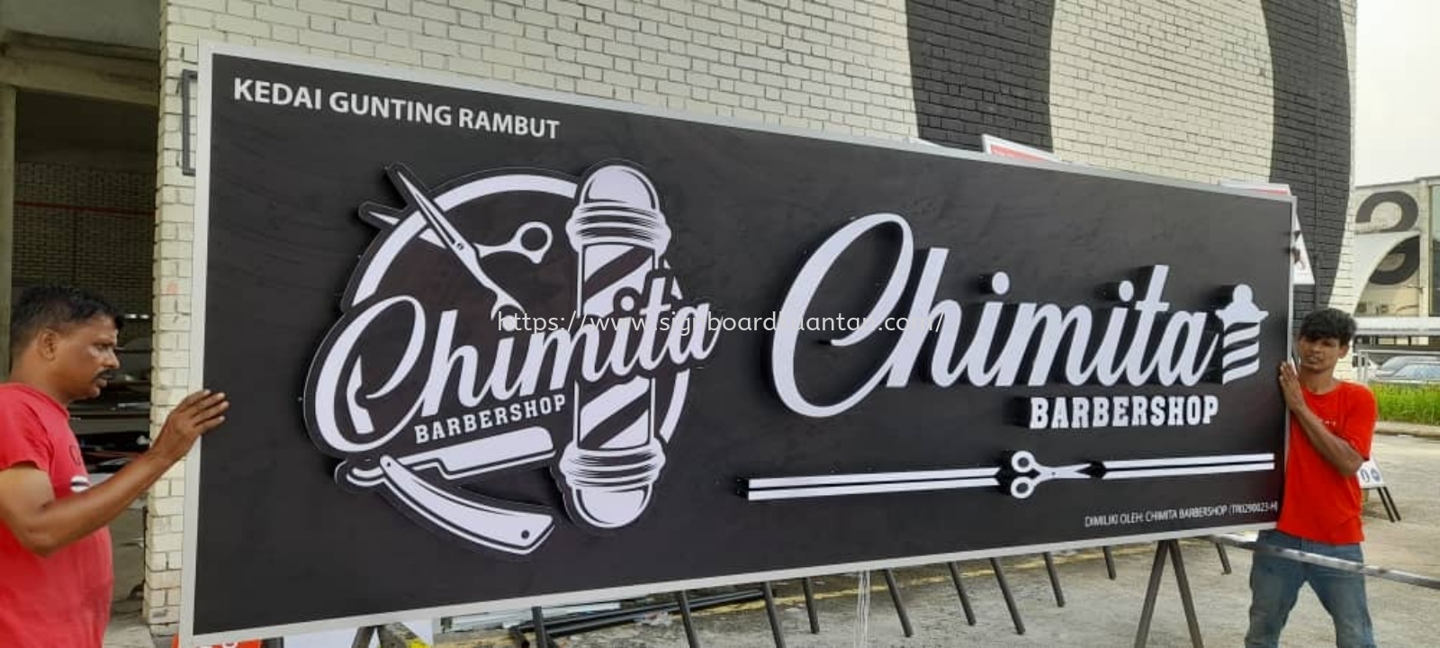 CHIMITA BABERSHOP OUTDOOR 3D LED BOX UP FRONTLIT LETTERING SIGNAGE SIGNBOARD AT KUALA BERANG TOWN, JENAGUR, KUALA TELEMUNG, AJIL, KUALA JENERIS, KAMPUNG TOK IMAM LAPAR HULU TERENGGANU MALAYSIA