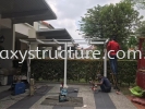 Progress done:To fabrication and install new pergola awning paint with special color laminated glass - Shah Alam  Glass Roofing