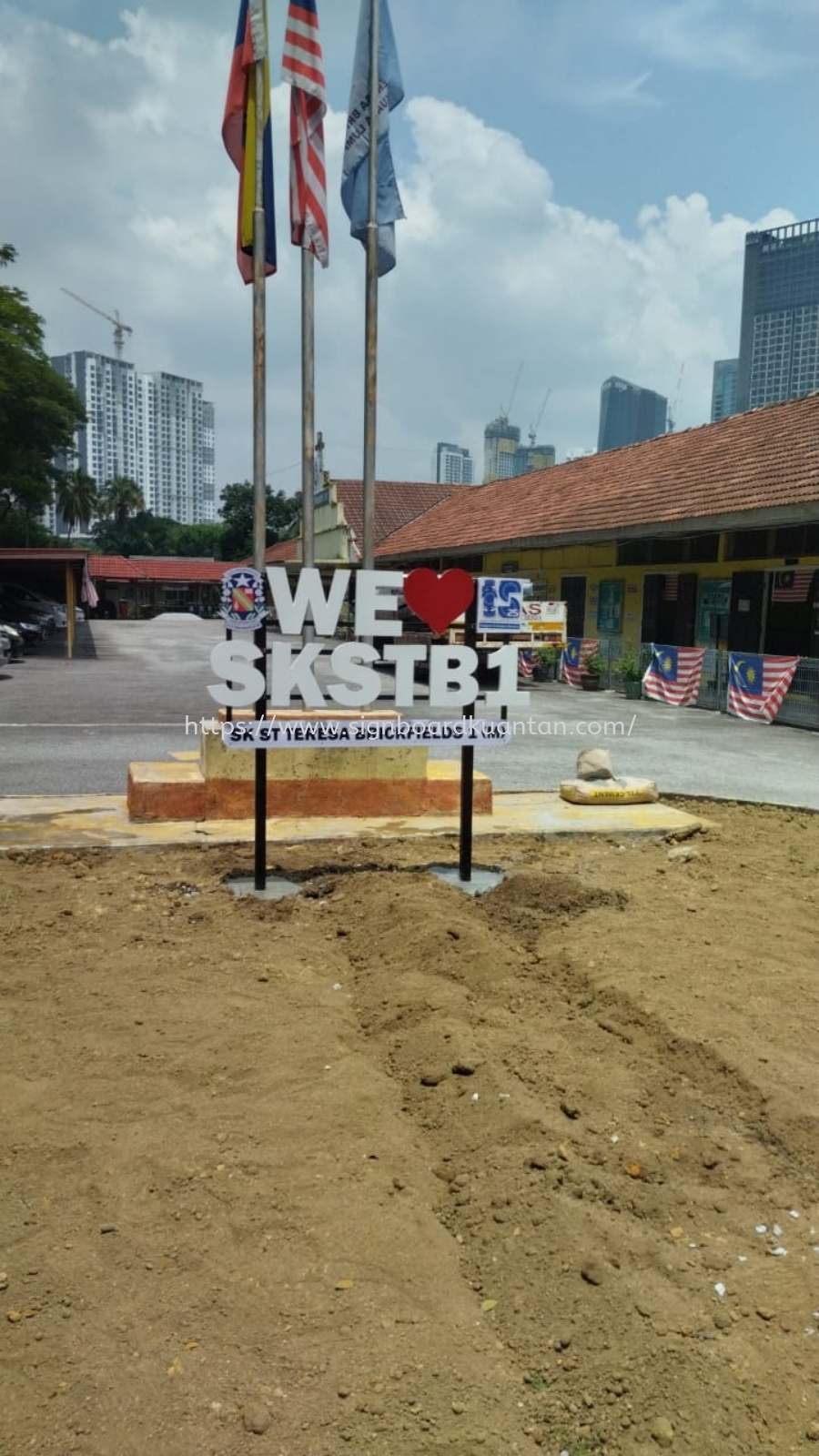 WE LOVE SKSTB1 OUTDOOR PVC FOAMBOARD LETTERING WITH HOLLOW STRUCTURE SIGNAGE SMALL STAND SIGNAGE AT KUANTAN, BANDAR INDERA MAHKOTA. PANCHING, SUNGAI LEMBING, GAMBANG, BESERAH, GEBENG, PENOR, SUNGAI KARANG, BATU HITAM, CHENDOR, TANJUNG LUMPUR, TELUK CEMPEDAK, CHERATING KUANTAN PAHANG MALAYSIA